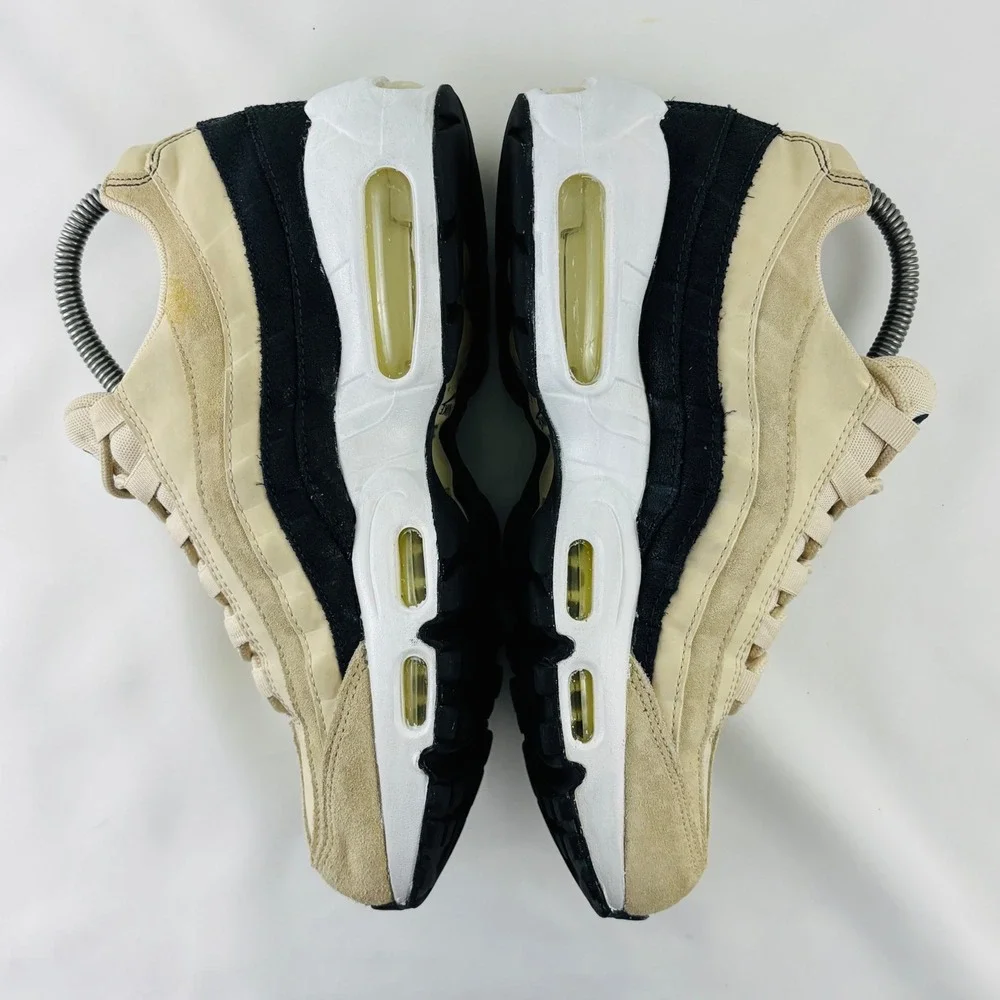 Nike Air Max 95 Premium Light Cream Black Suede Sneakers 807443-203 Womens 8